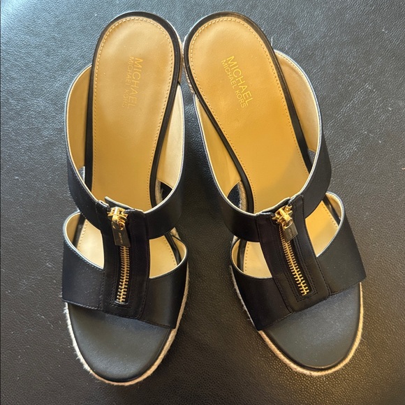 Michael Kors Black Wedges with Gold Accent - Picture 1 of 8